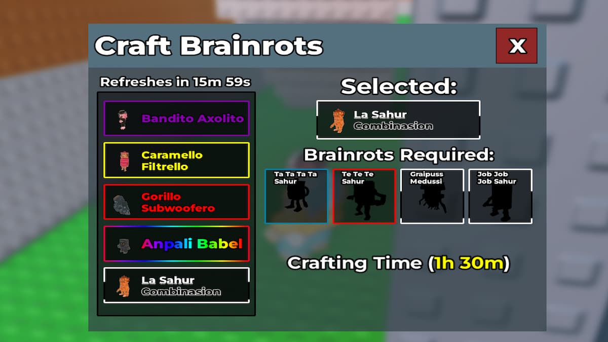 The Craft Machine Menu