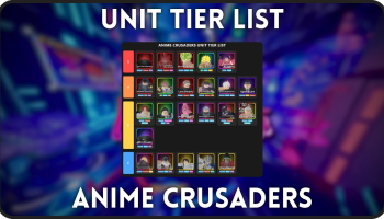 Preview of the tier list of all units in Anime Crusaders Roblox experience.