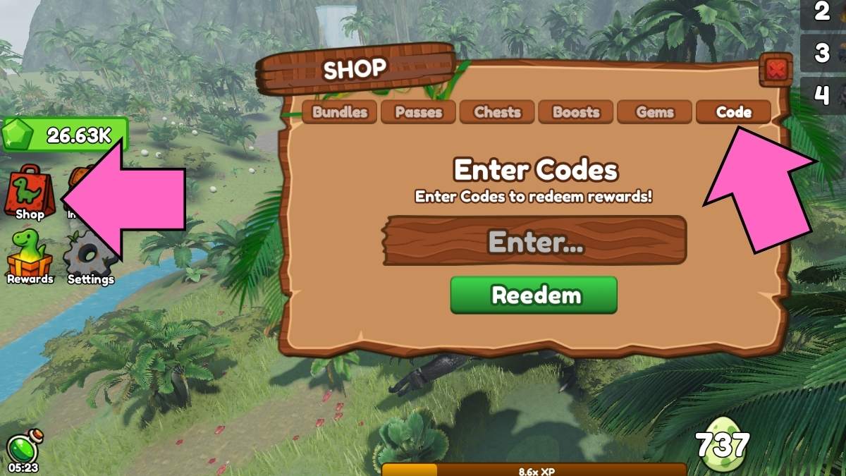 How to redeem codes in Be Dino