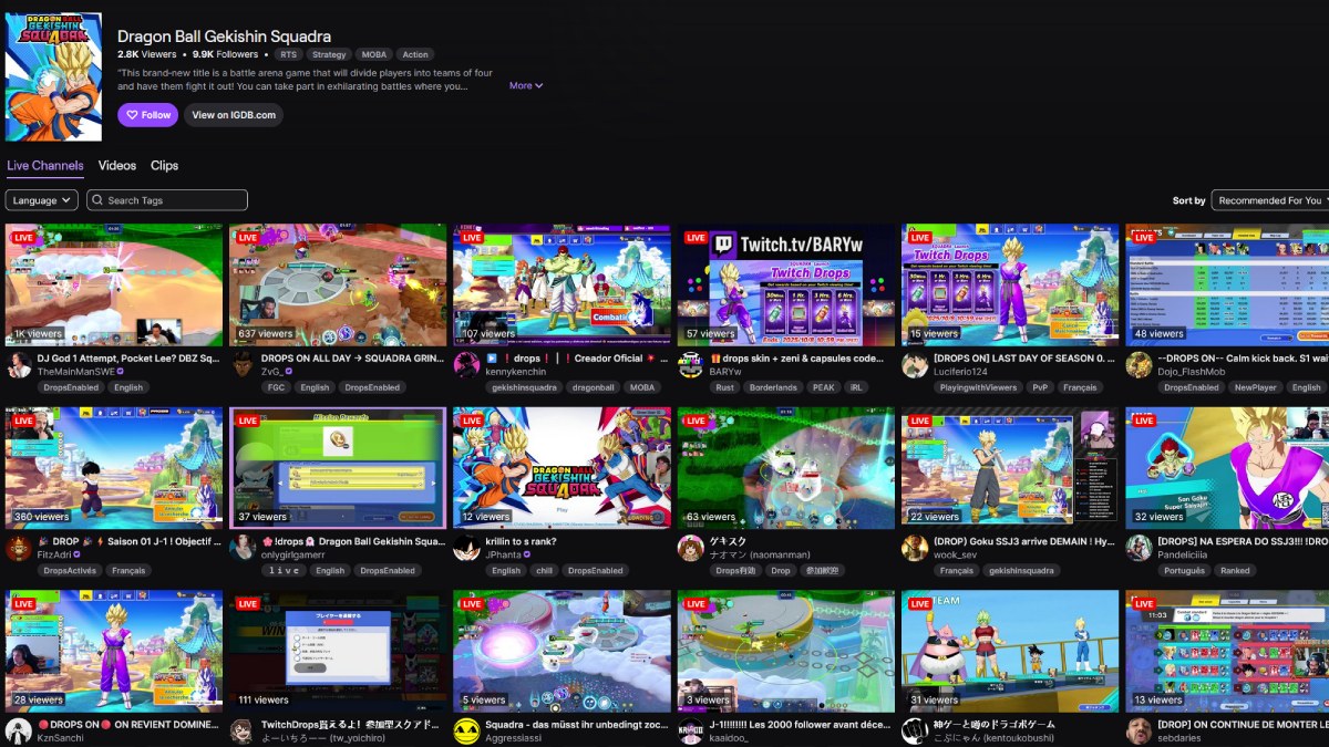 Dragon Ball Gekishin Squadra Twitch Streams