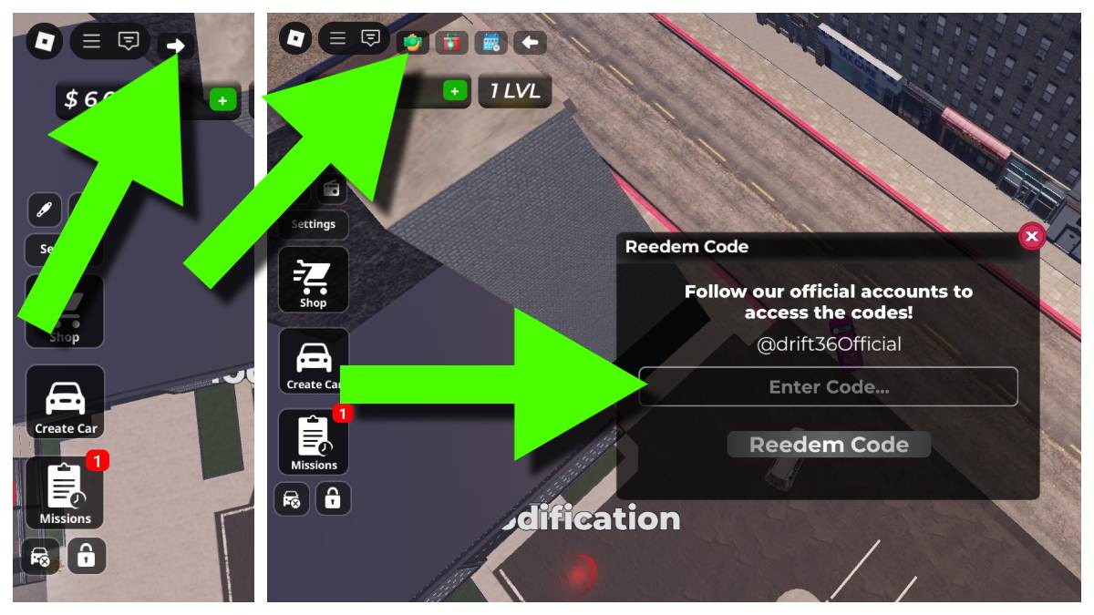 How to redeem codes for drift 36