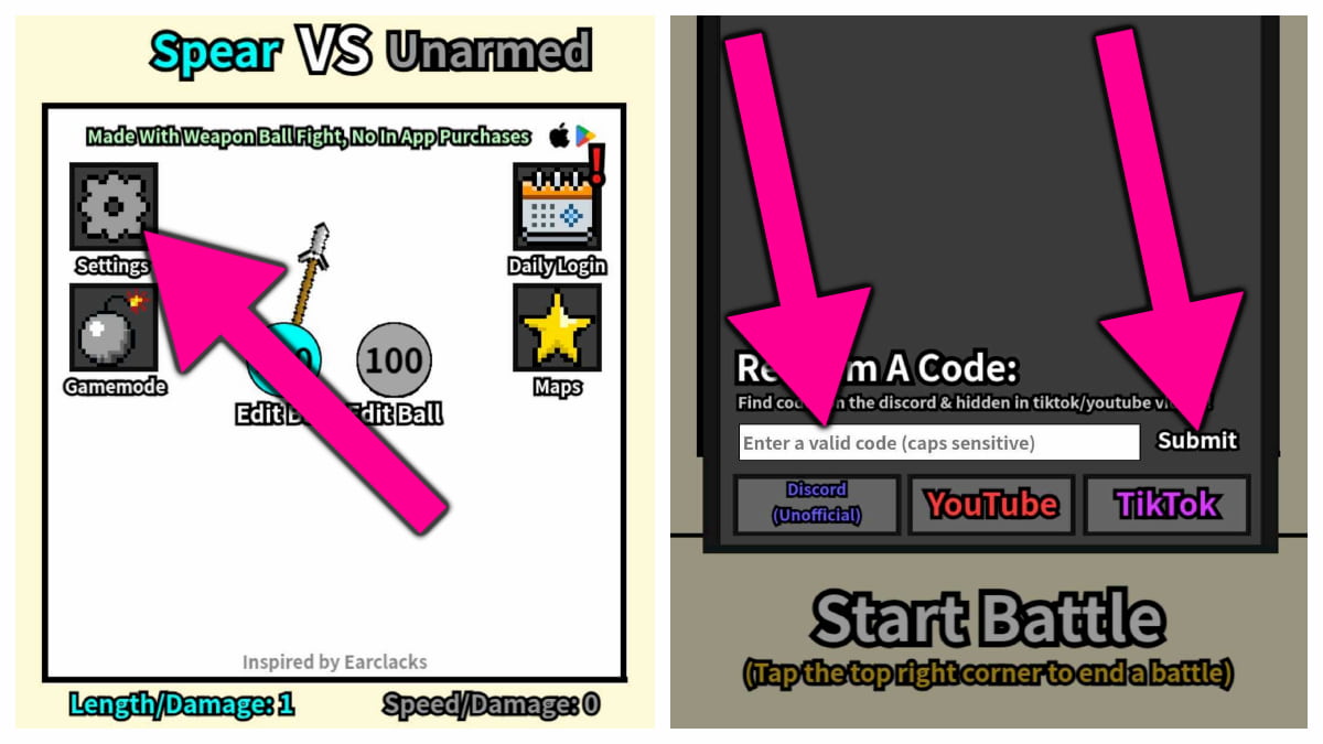 How to redeem Weapon Ball Fight codes.