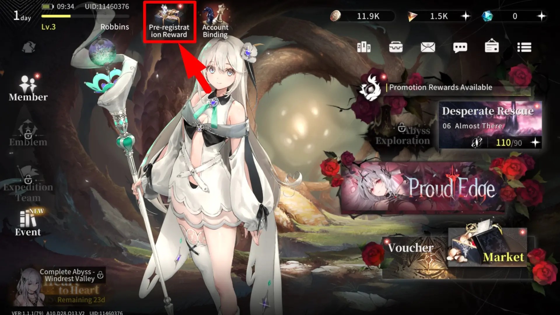 Collect pre-registration rewards in Elpis Fallen Star as you reroll your account