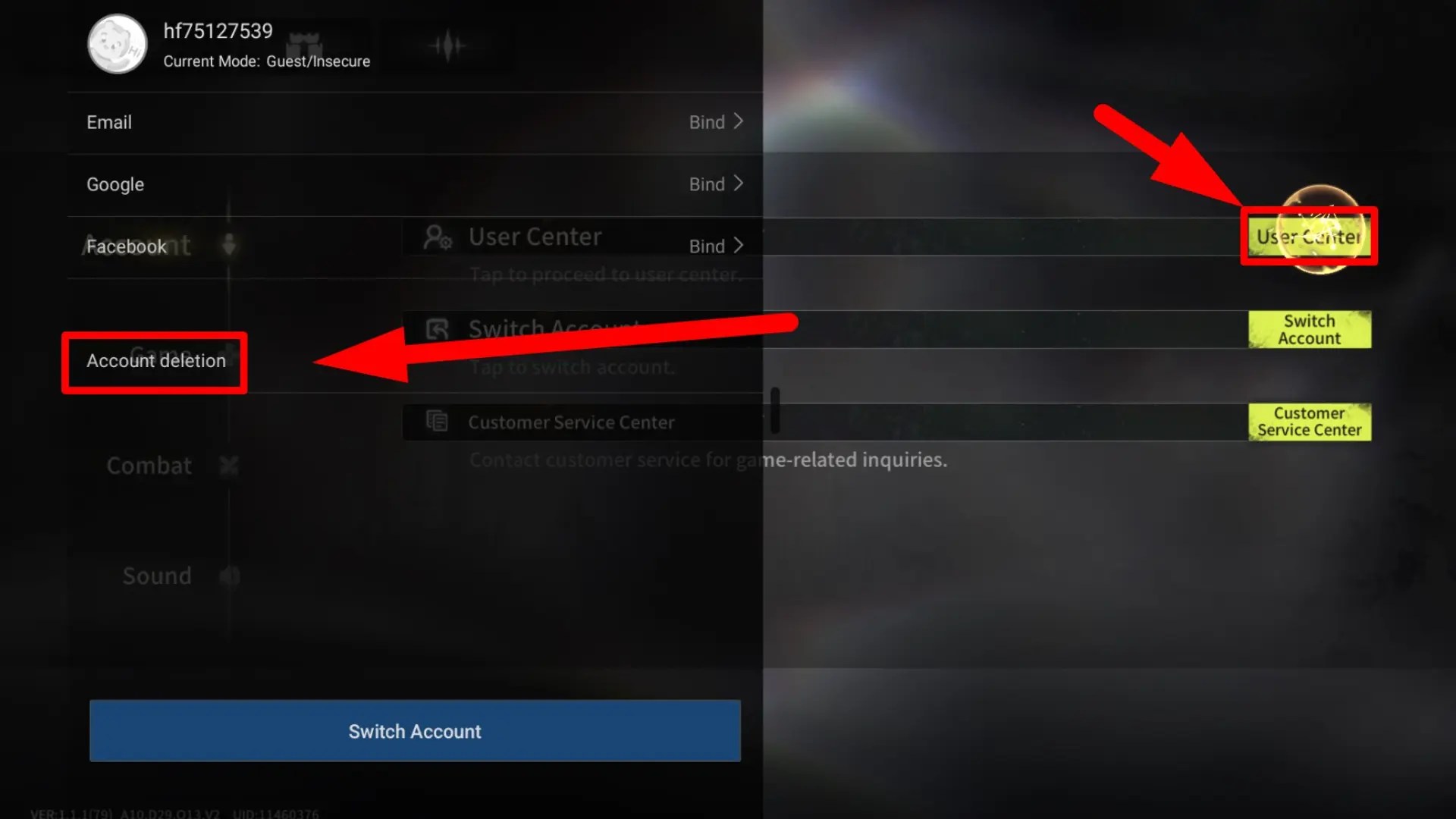 How to delete account in Elpis Fallen Star as you reroll your account