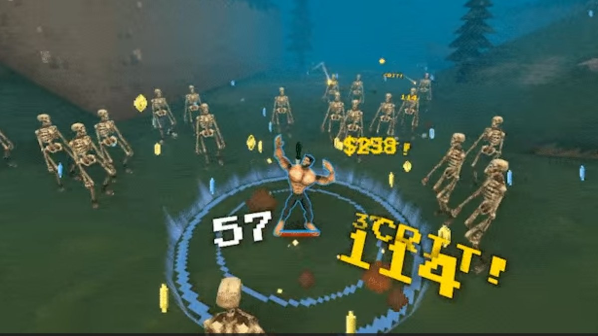 Megabonk Chad posing in middle of enemy hordes