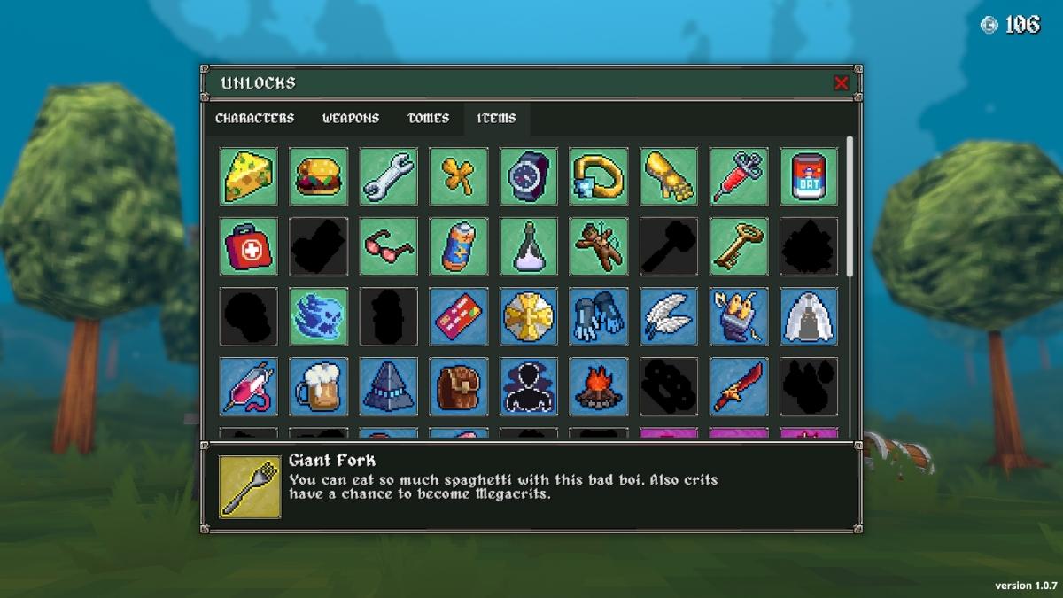 unlocked items in Megabonk