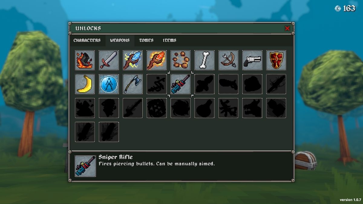 weapons menu in Megabonk