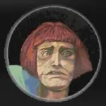 Hunched woman with a ginger bob