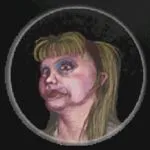 Woman with a Headband and smeared lipstick