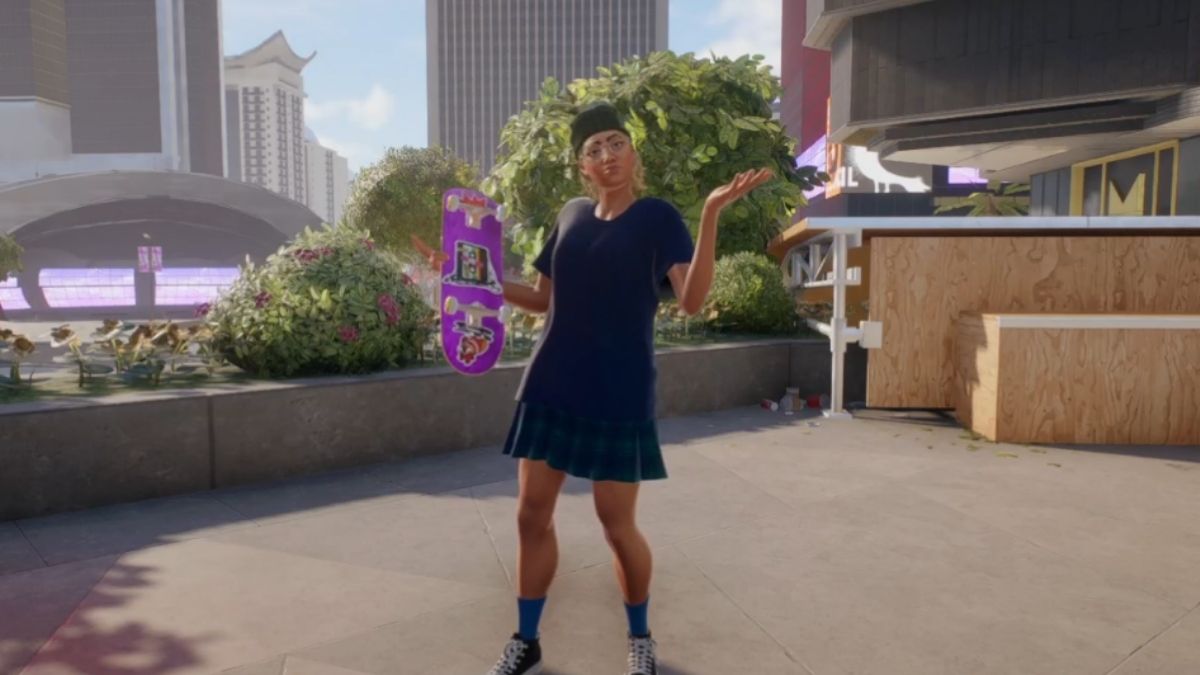 Shrugging pose in Skate