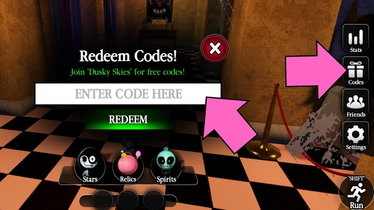 How to redeem codes in Twilights Zone