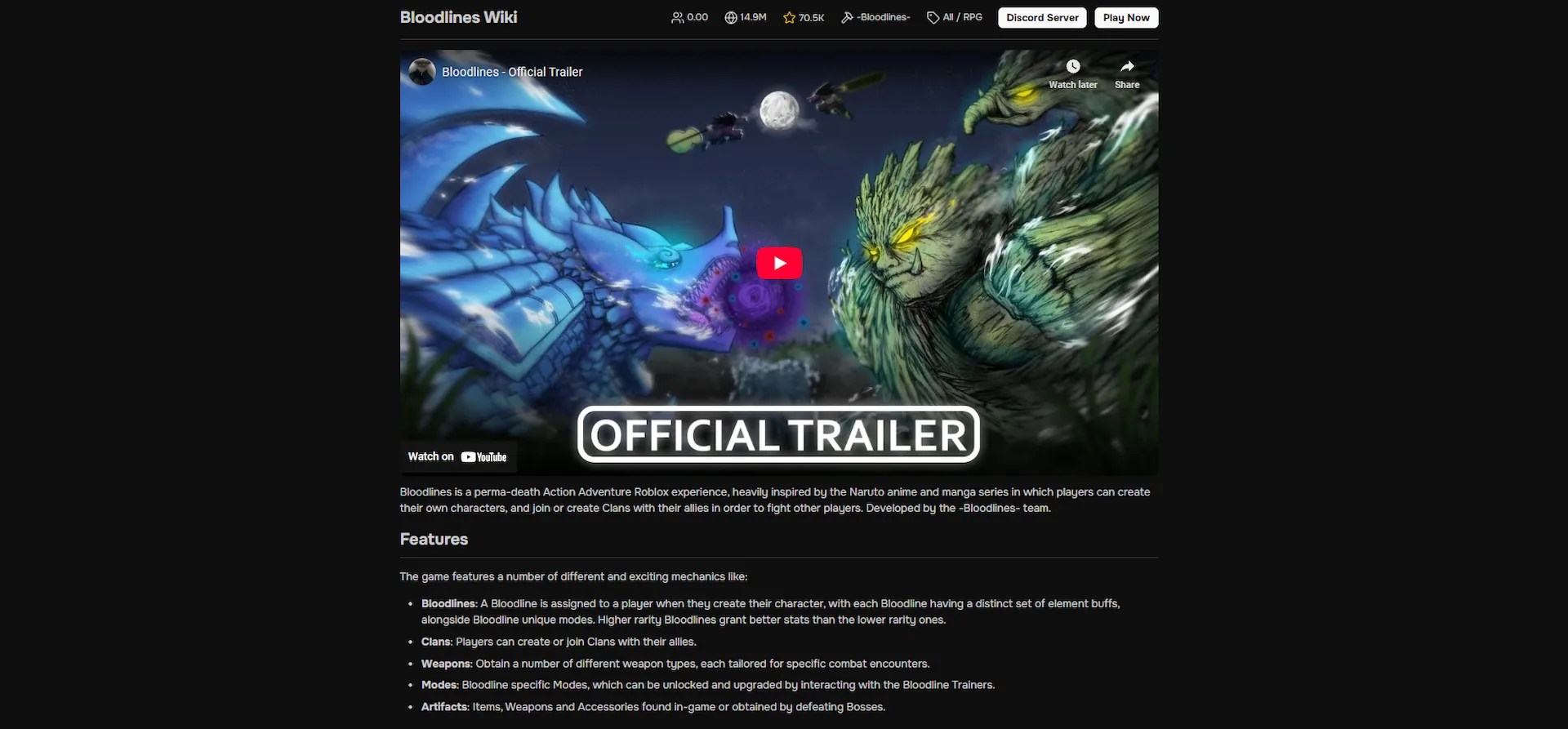 Bloodlines Roblox wiki