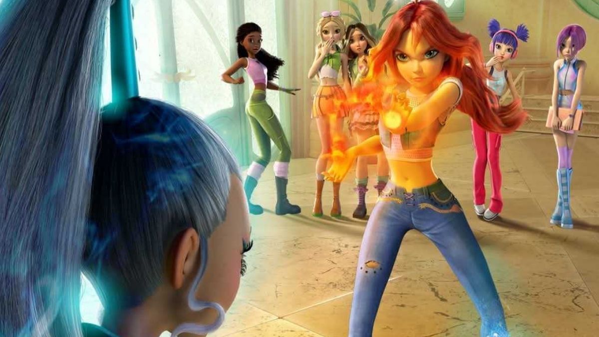 Winx girls fighting the Trix