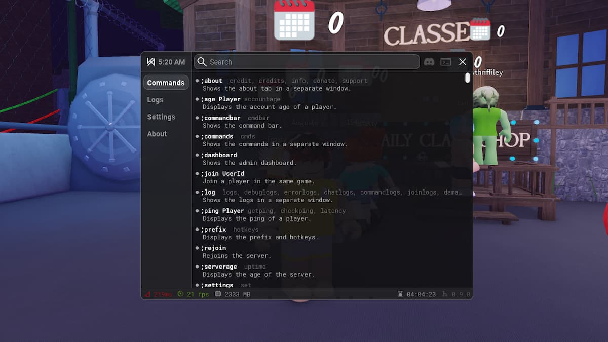 The Admin Panel Menu