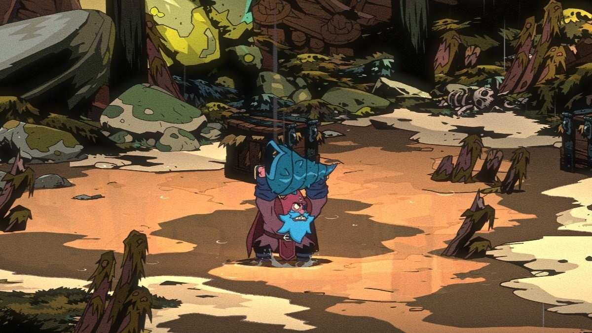 Karl grabbing a hermit crab in Absolum