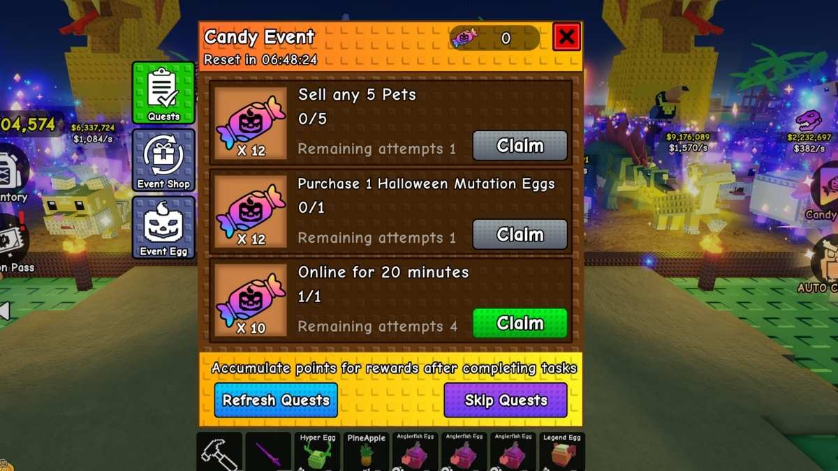 Candy Quests in Build A Zoo