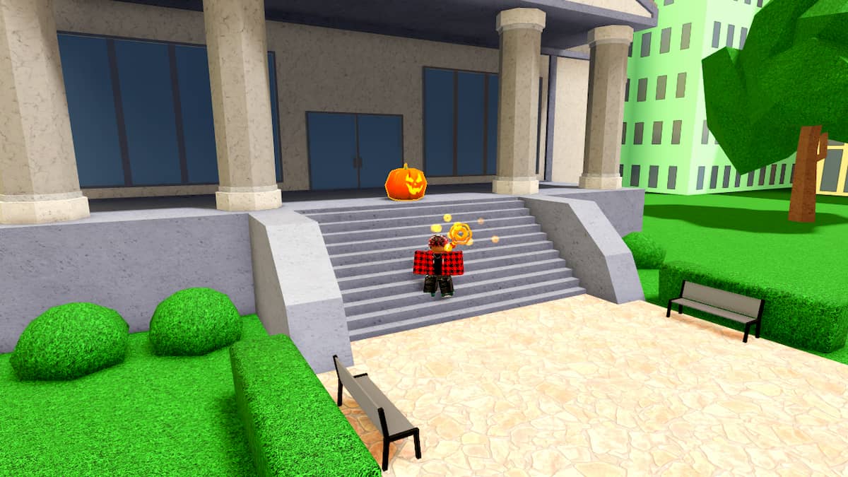 A Pumpkin in front of the Bank