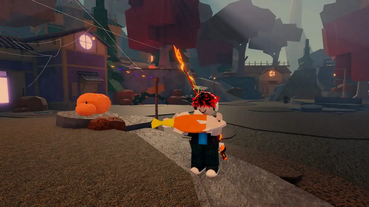 FischFright 2 gameplay — historical reference Archival FischFright 2 gameplay in Crook’s Hallow with a Roblox avatar holding a fish