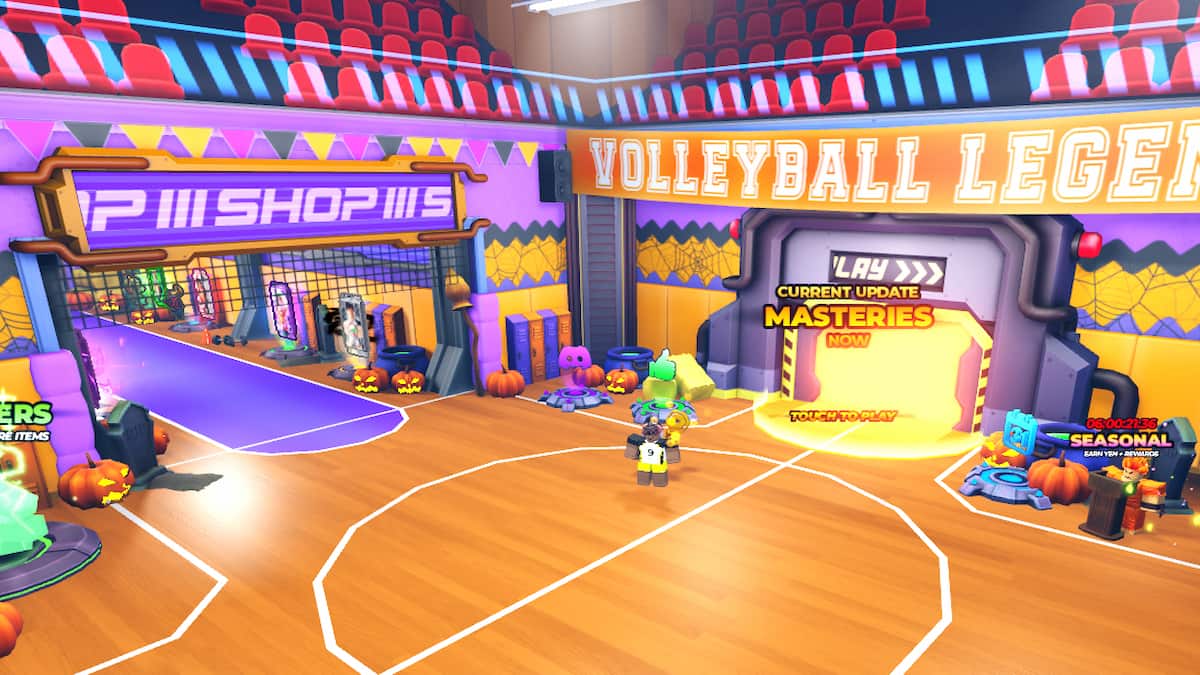 A player standing in the lobby