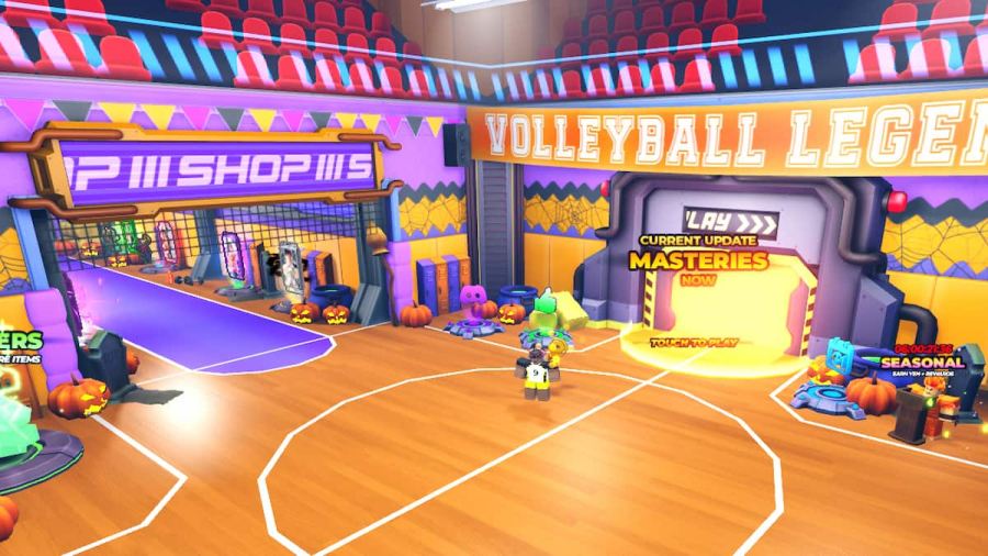 A player standing in the lobby