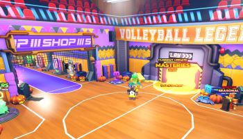 A player standing in the lobby