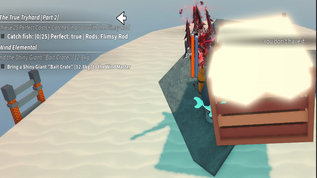 A player giving a Shiny Crate to Wind Master