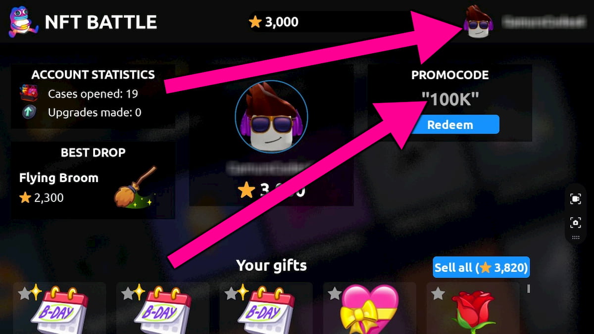 How to redeem NFT Battle codes.