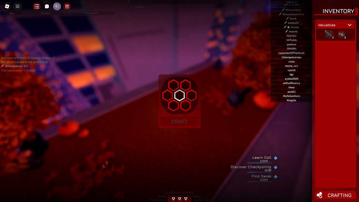 parkour reborn crafting recipes