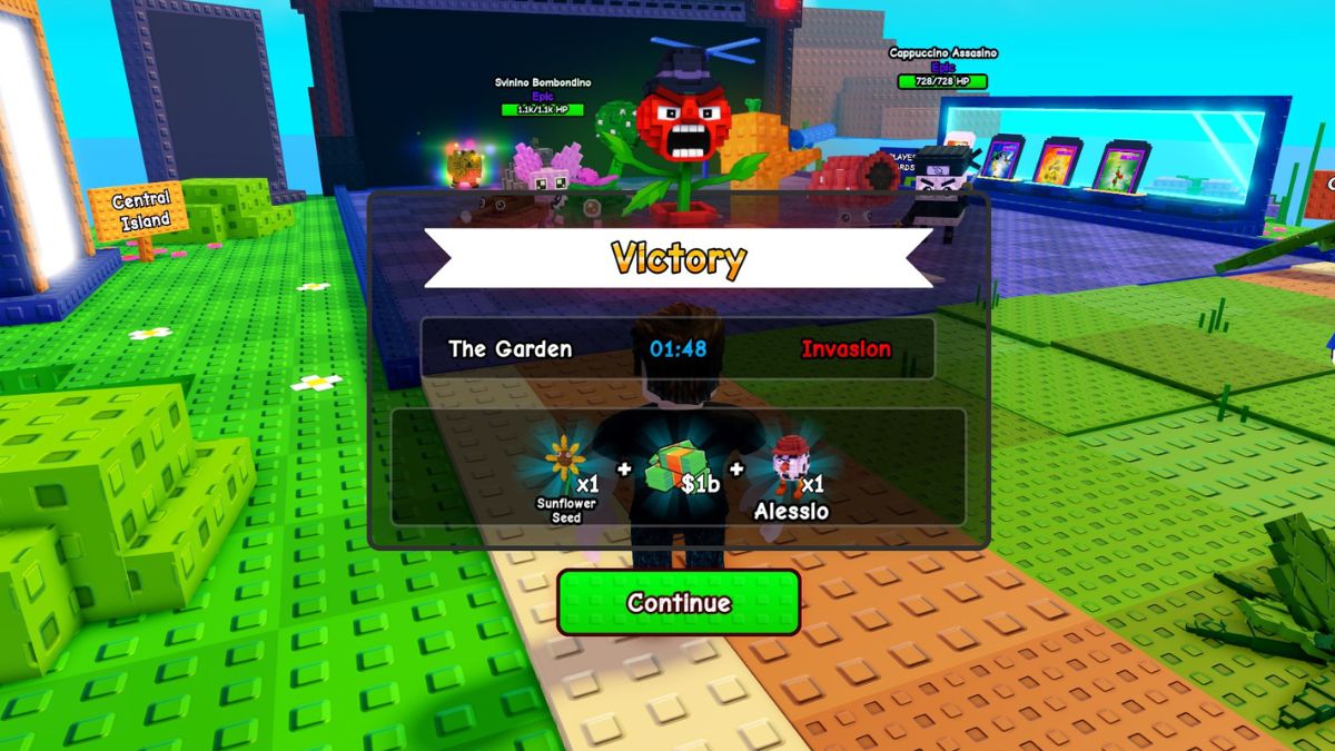 Storyline Invasion victory in Plants vs Brainrots