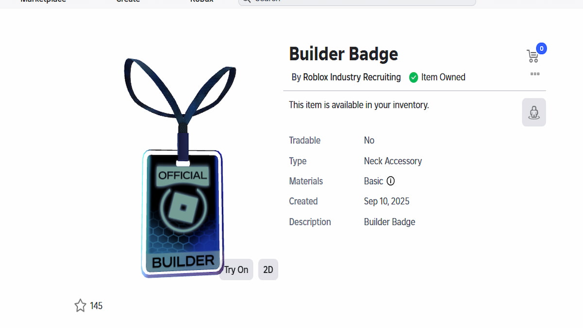 The Builder Badge UGC Item