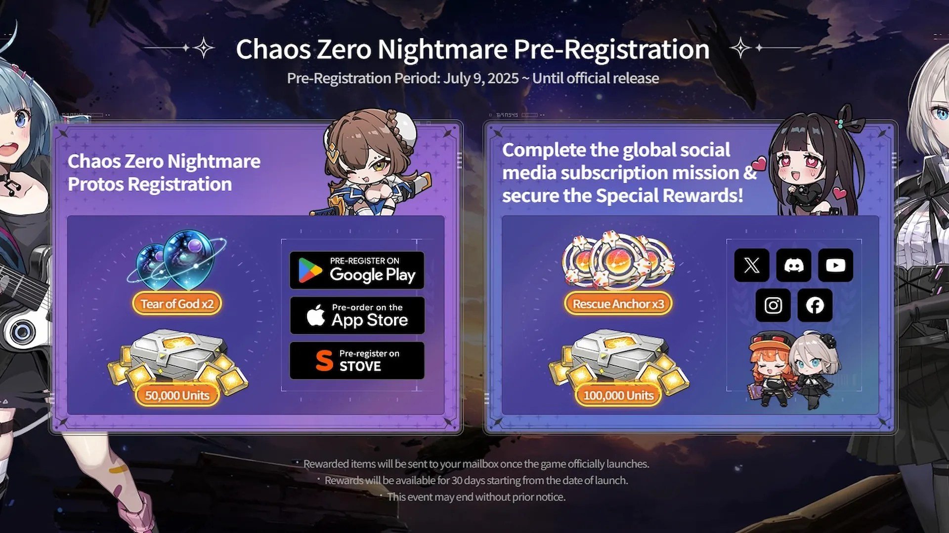 Chaos Zero Nightmare pre-registration rewards