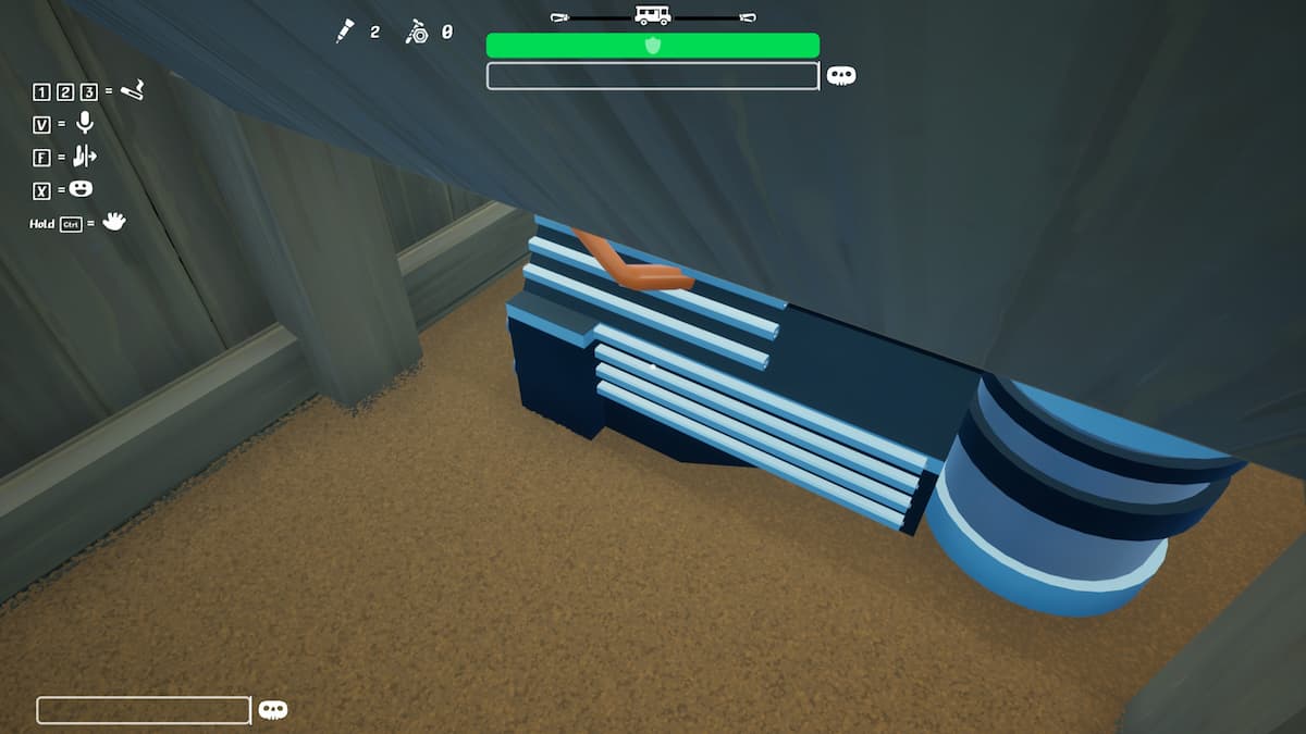 The engine, under the bed
