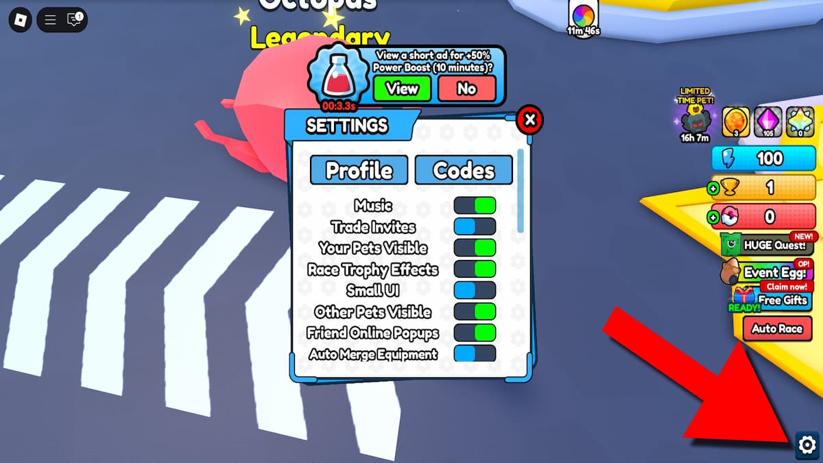 How to redeem codes in Fat Training.