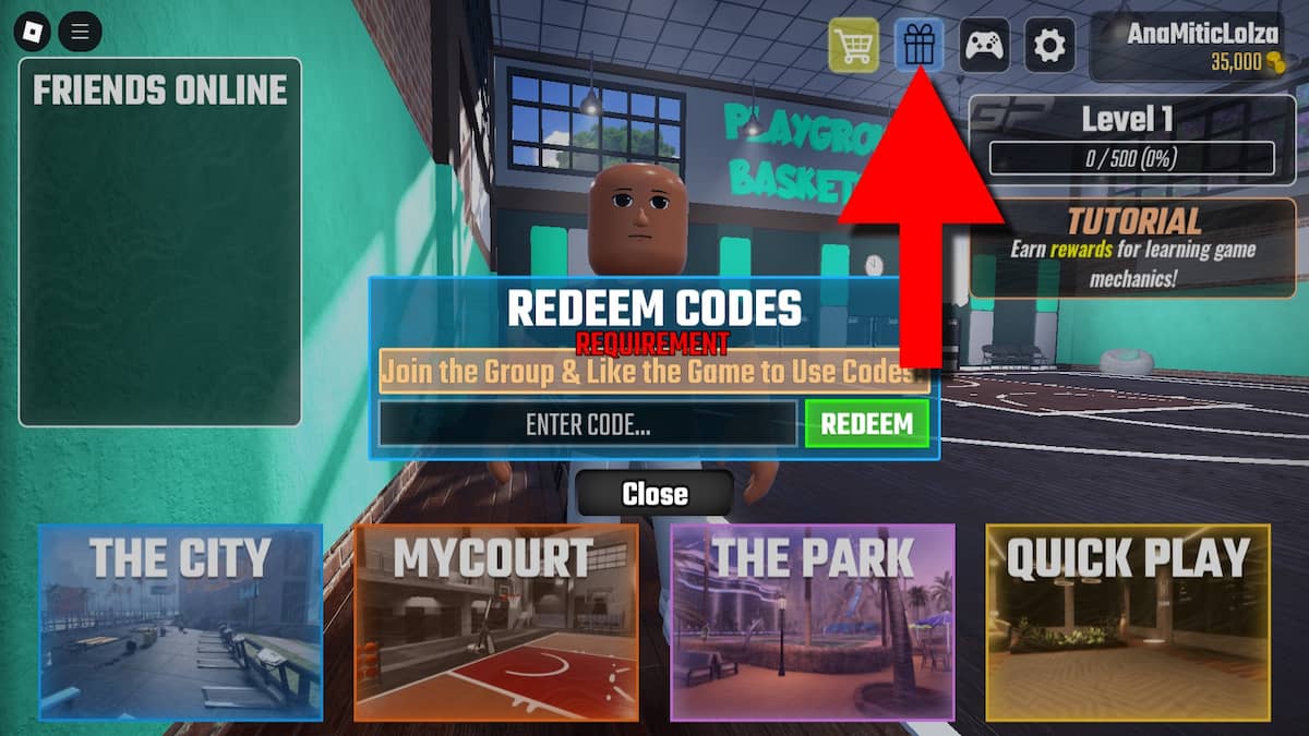 How to redeem codes in Playground Basketball.