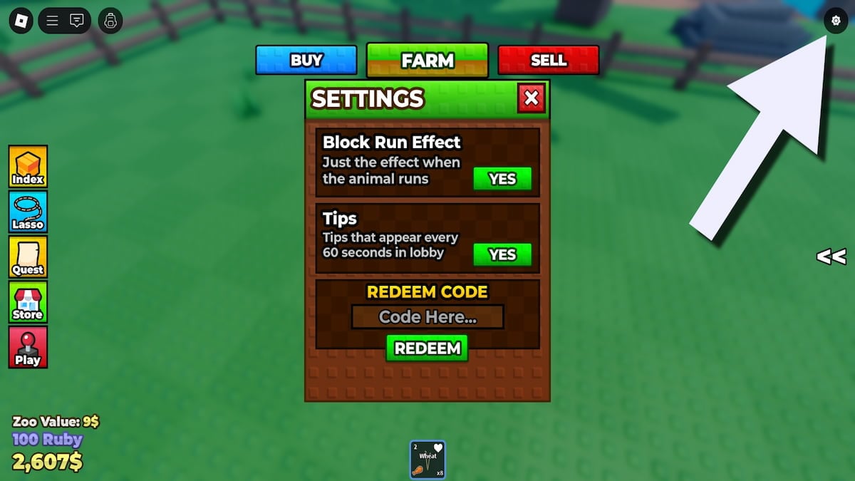 How to redeem codes in Raise Animals.
