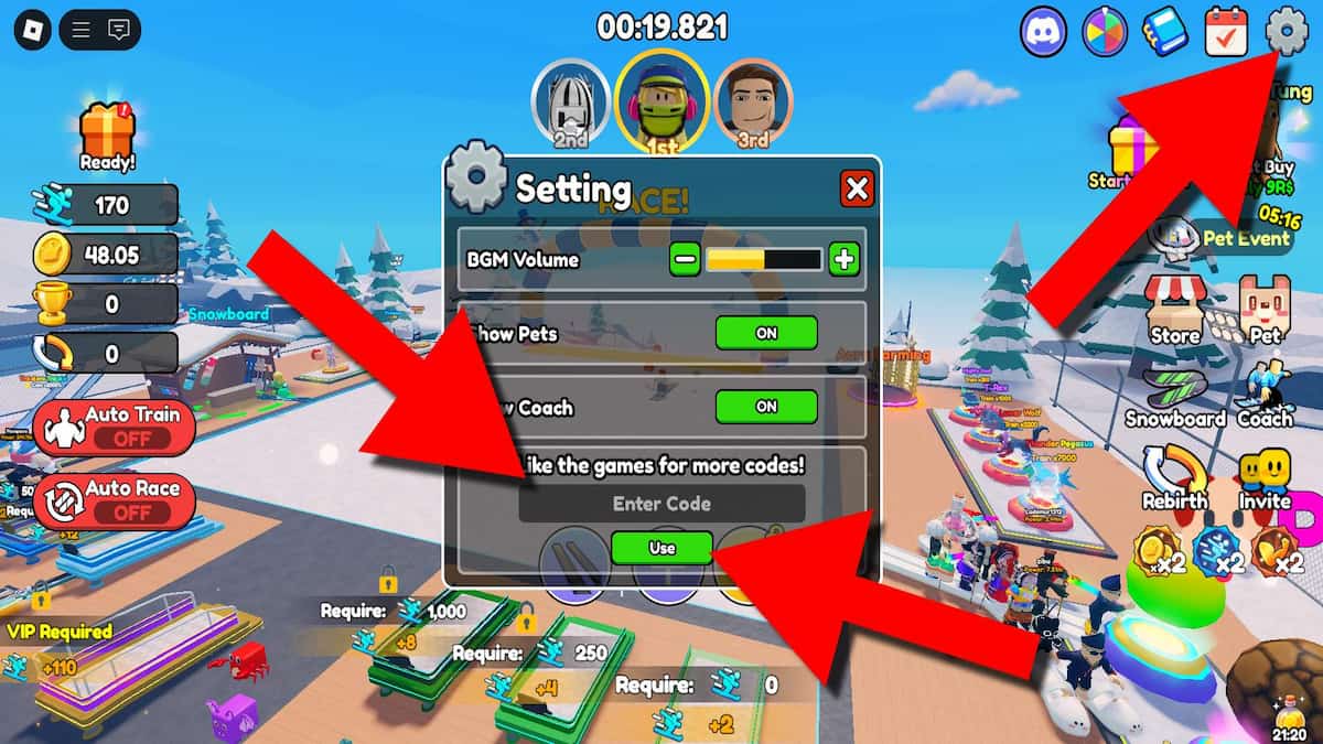 How to redeem Ski Racing codes