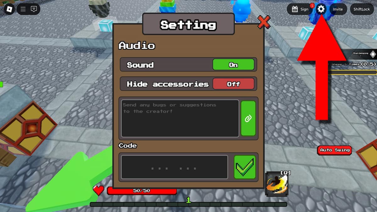 How to redeem codes in Slasher Blade Loot.