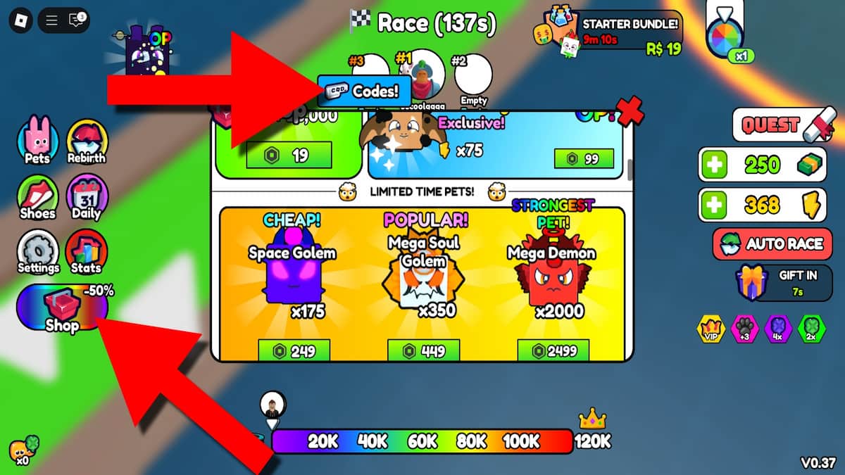 How to redeem codes in Trampoline Training.