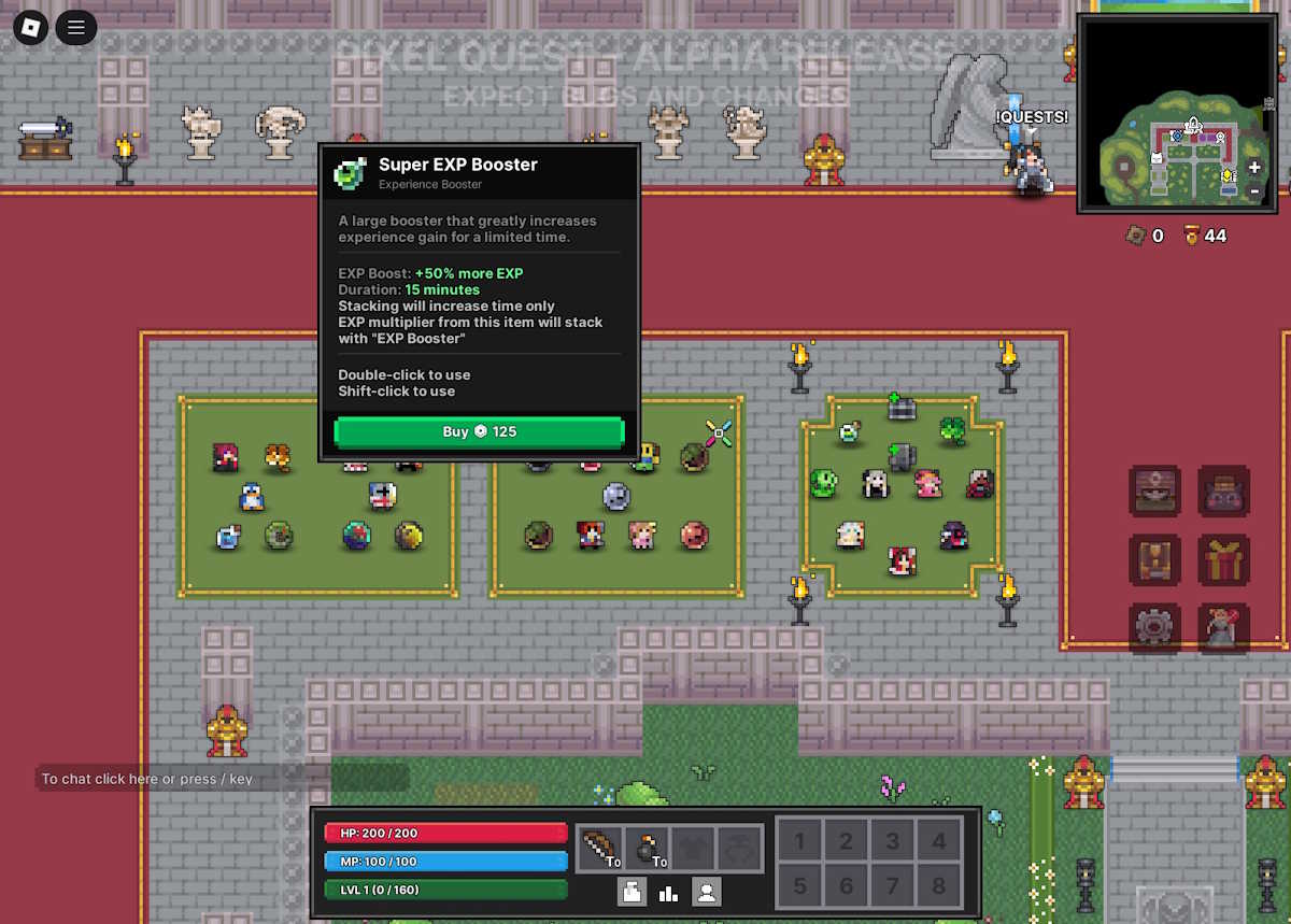 pixel quest exp booster