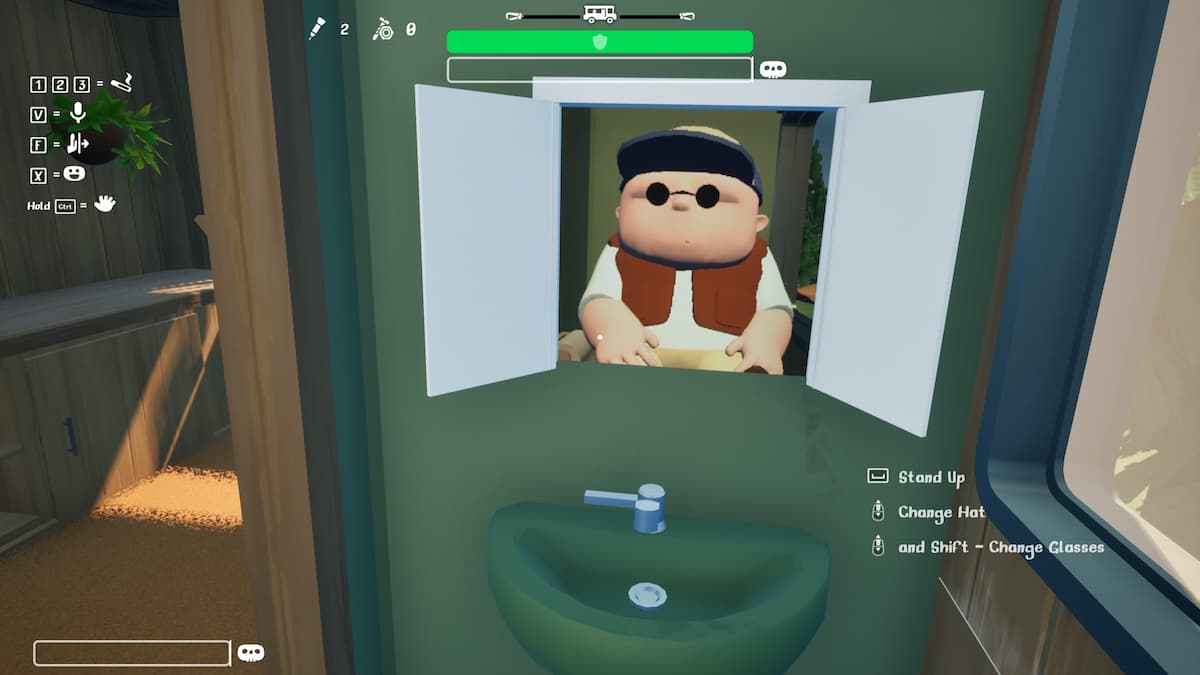 Looking at the mirror in RV There Yet