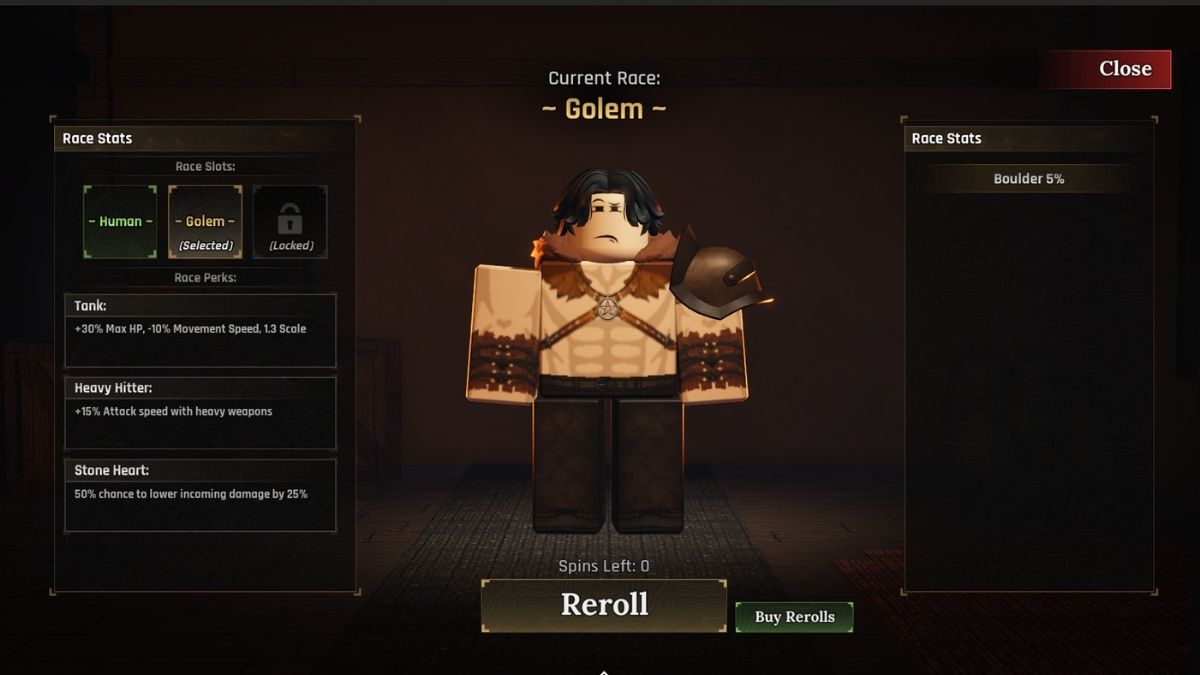 Golem race in The Forge Roblox
