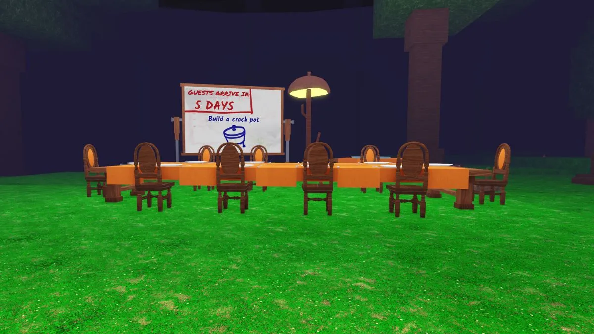 Thanksgiving table in 99 nights in the Forest