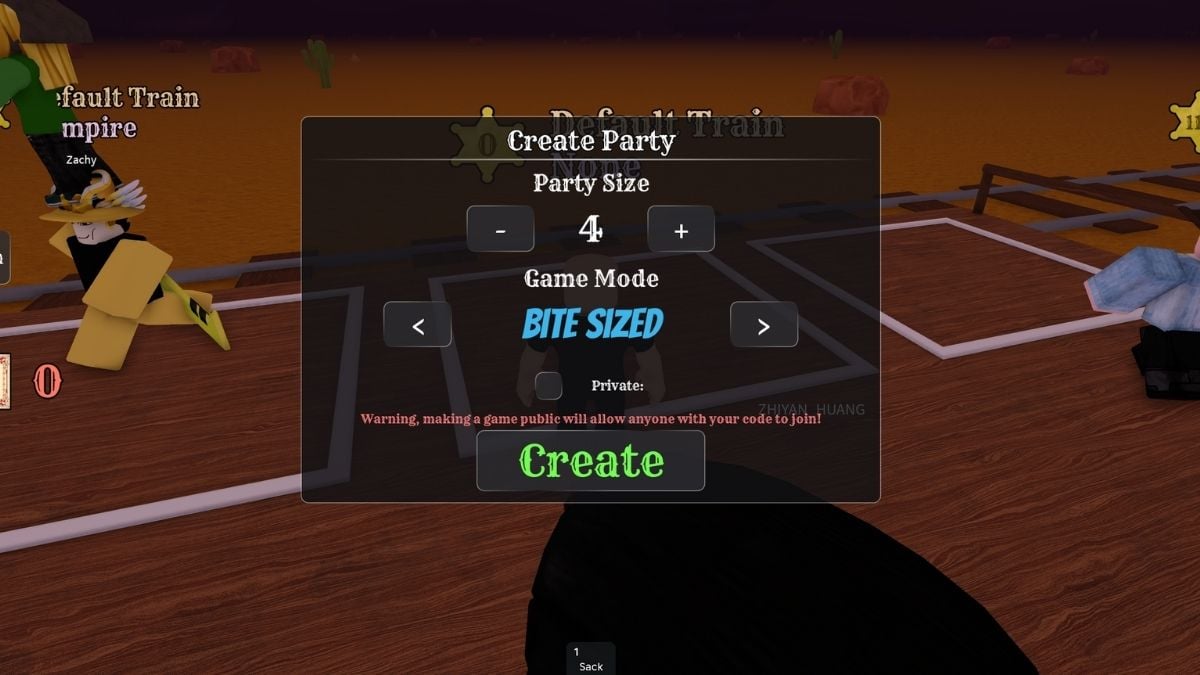 Game mode selection in Dead Rails