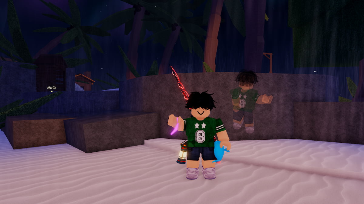 A player holding a Shard in Fisch