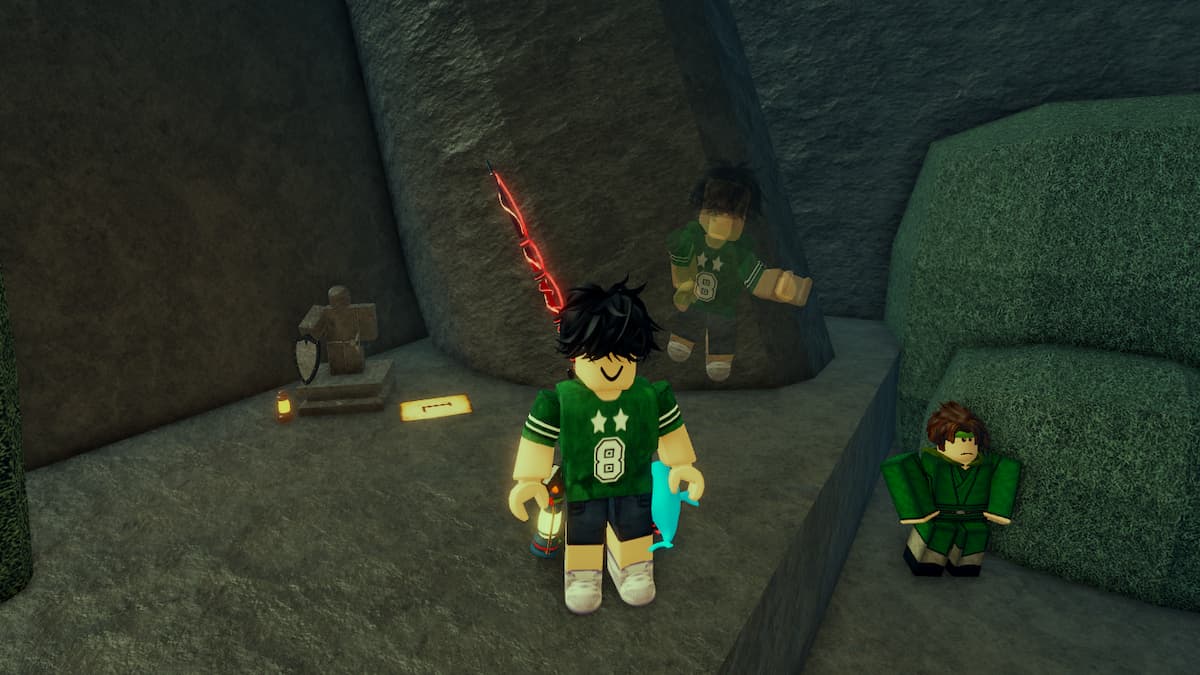 A Player standing near Obelisk Statue