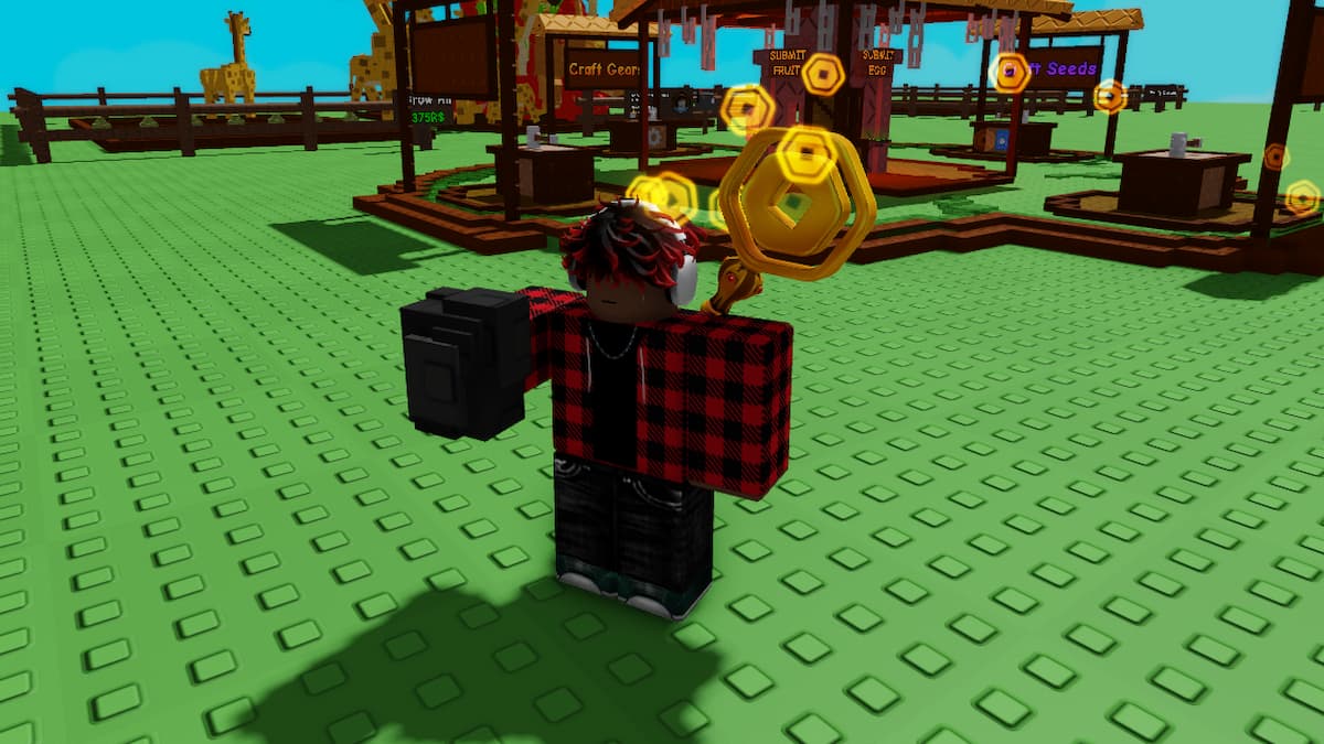 A player holding Coal in Grow A Garden