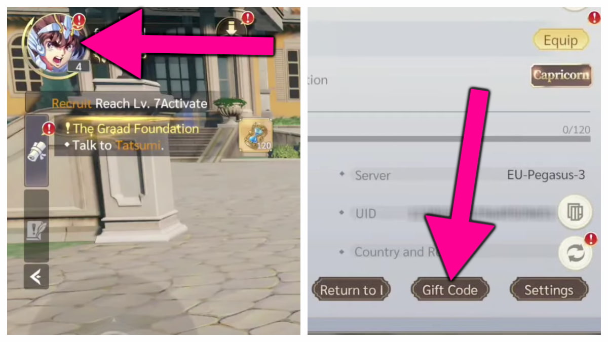 How to redeem Saint Seiya EX codes.