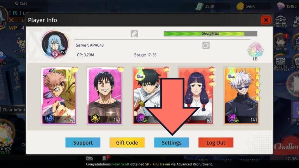 Profile Settings in Jujutsu Soulbound