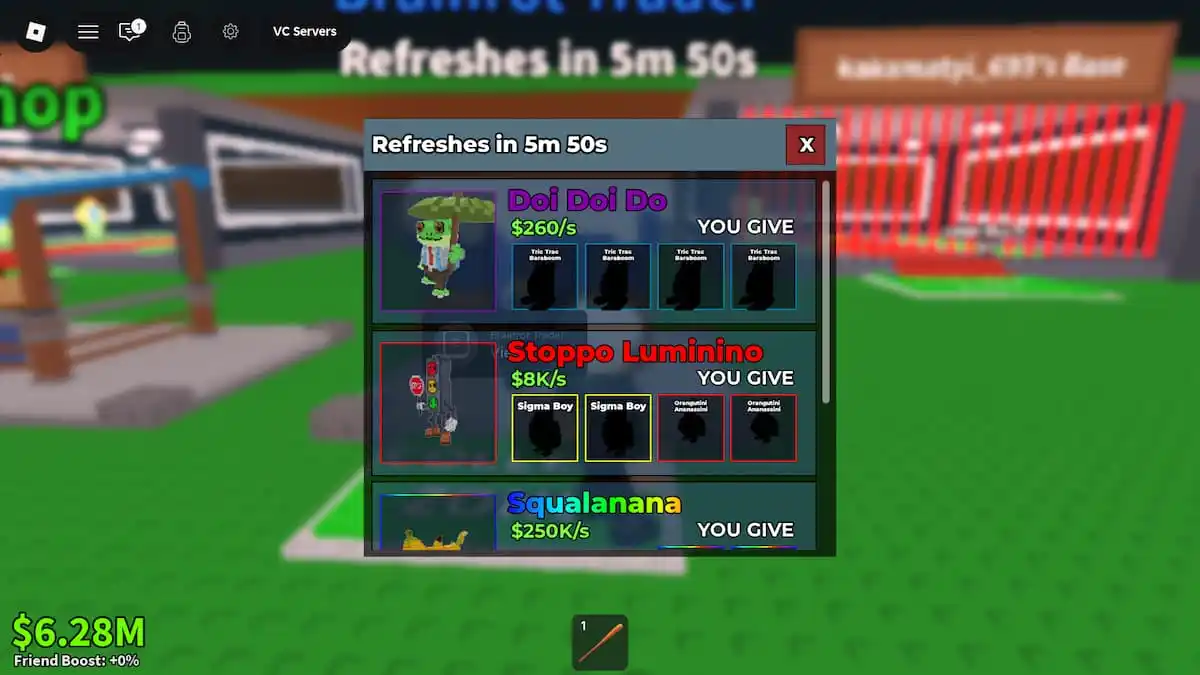 Steal a Brainrot Brainrot Trader Recipes