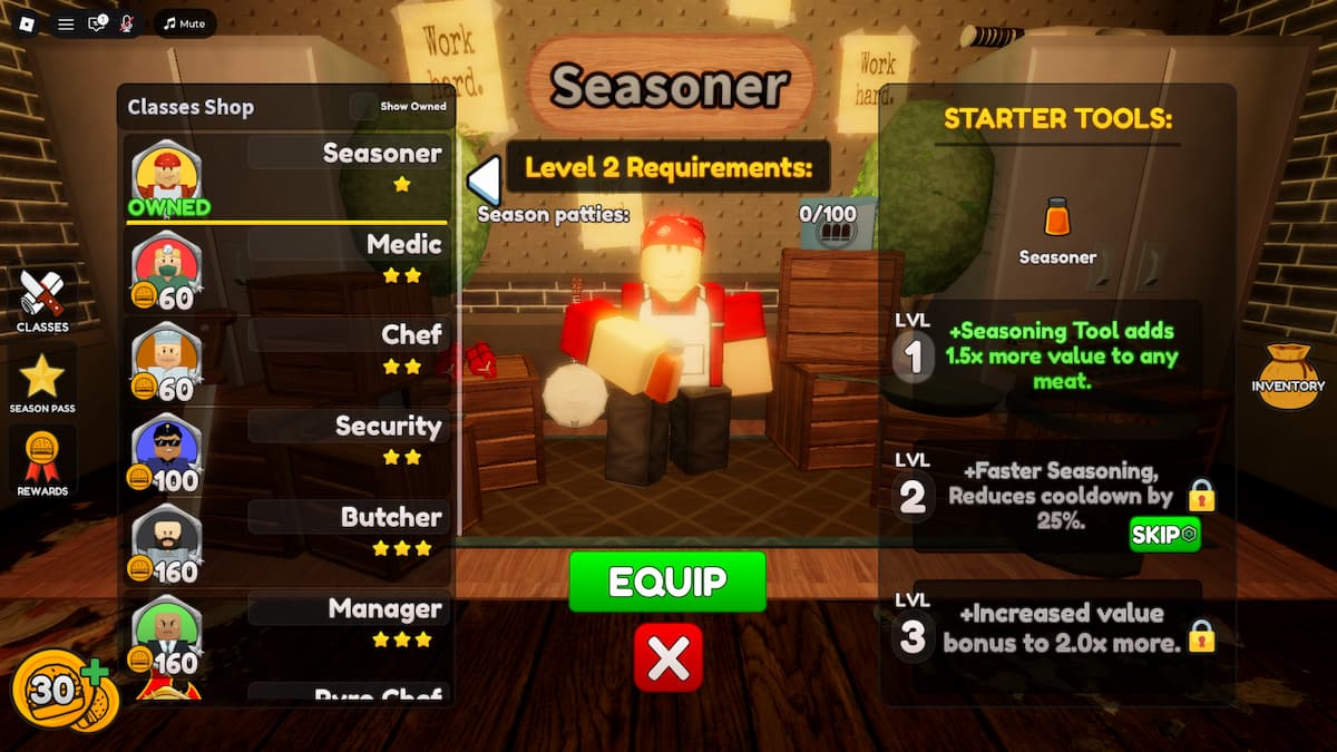 Unlock Classes in Burgerz